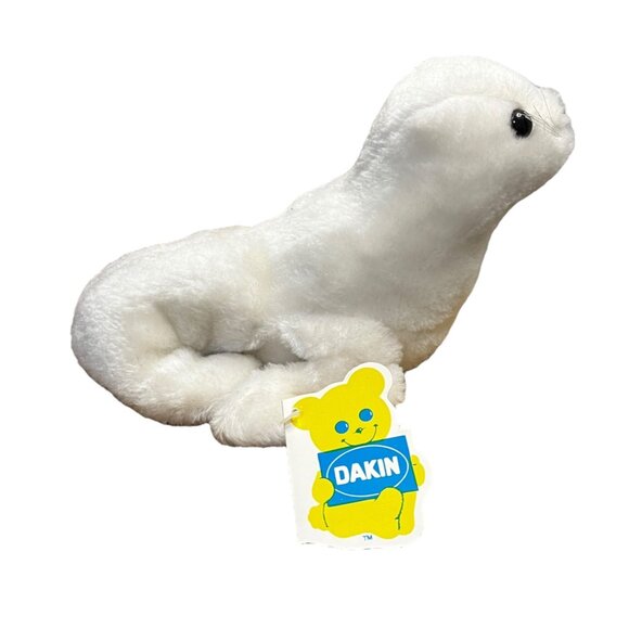 VTG Dakin 1976 Bean Bags Finnegan Seal Plush White Stuffed Animal 10" TAGS - Picture 1 of 10